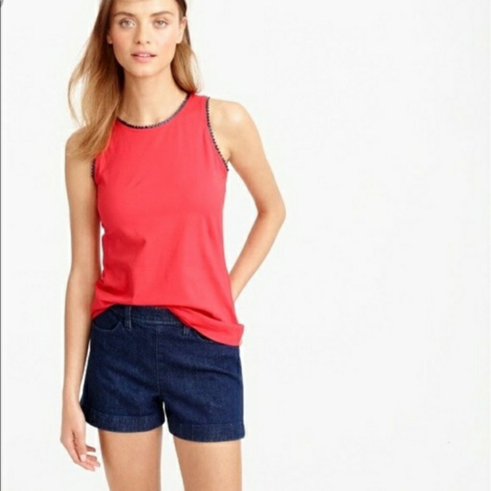 J.Crew Faux-leather Scalloped Trim Tank Cami top  :Boxi8: